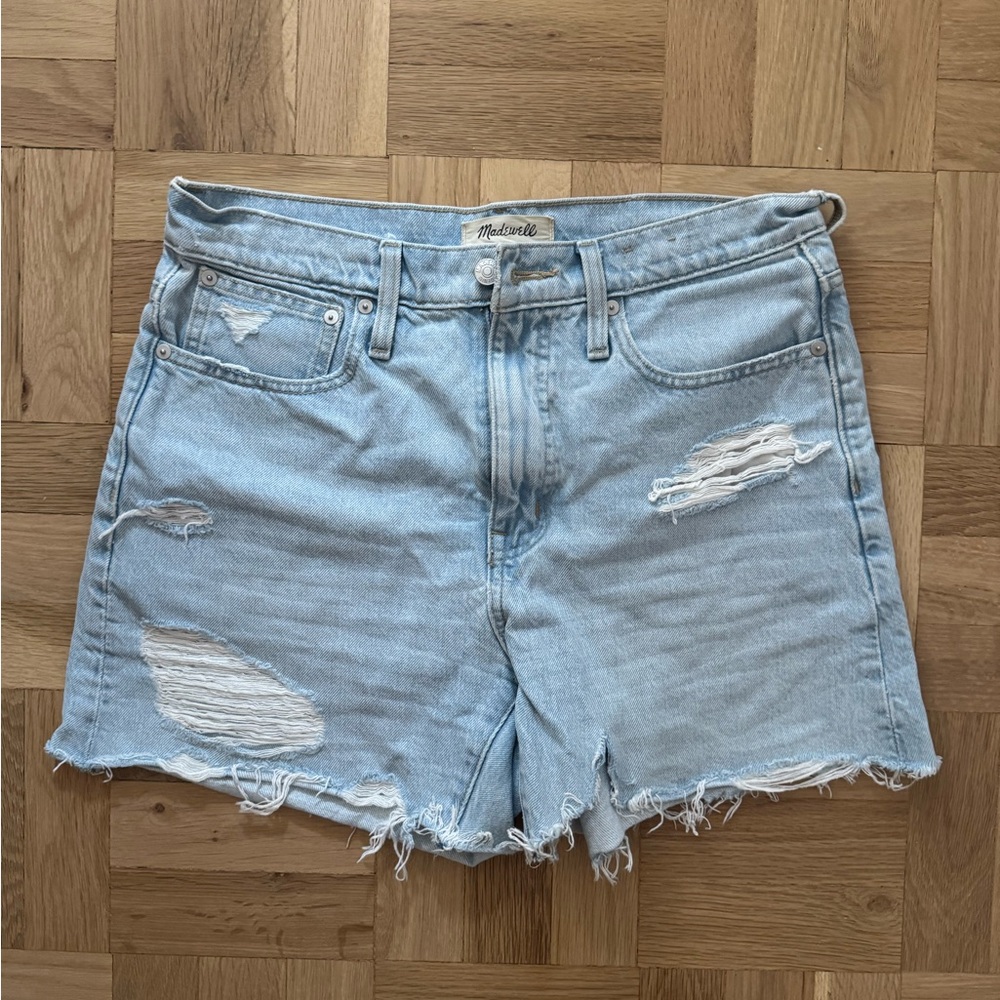 Madewell Blue Jean Shorts High-Waisted Distressed